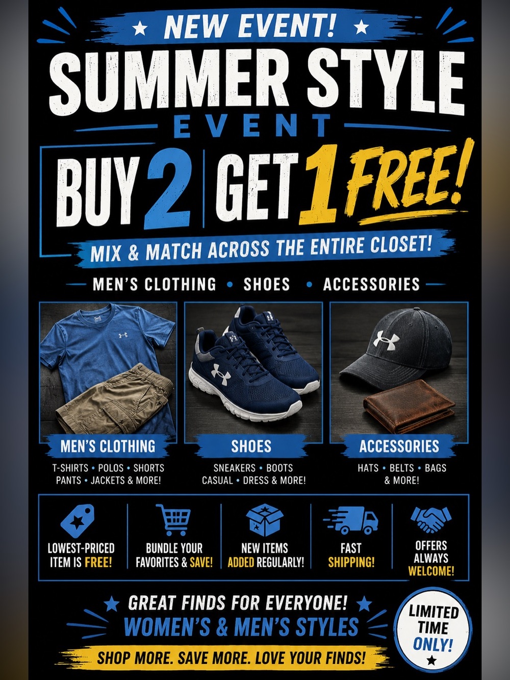 🏖️ SUMMER STYLE EVENT | BUY 2, GET 1 FREE! 👚👔👠👜